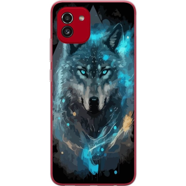 Mobiele hoes voor Samsung Galaxy A03 met Wolf ontwerp