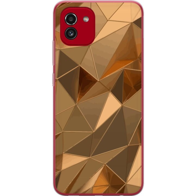 Mobiele hoes voor Samsung Galaxy A03 met 3D Goud ontwerp
