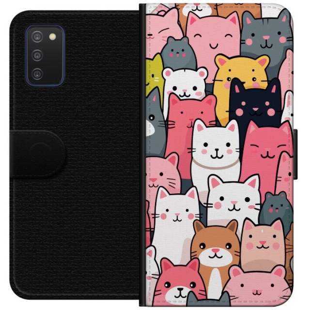 Portemonnee-hoesje voor Samsung Galaxy A03s met Kattenpatroon ontwerp