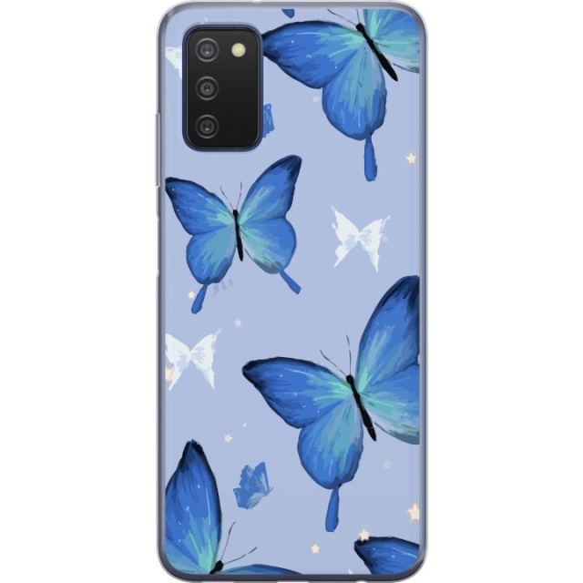 Mobiele hoes voor Samsung Galaxy A03s met Blauwe vlinders ontwerp