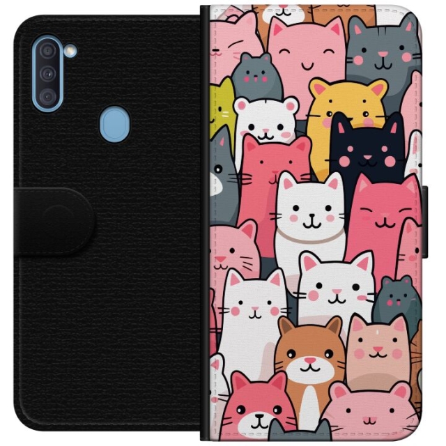 Portemonnee-hoesje voor Samsung Galaxy A11 met Kattenpatroon ontwerp