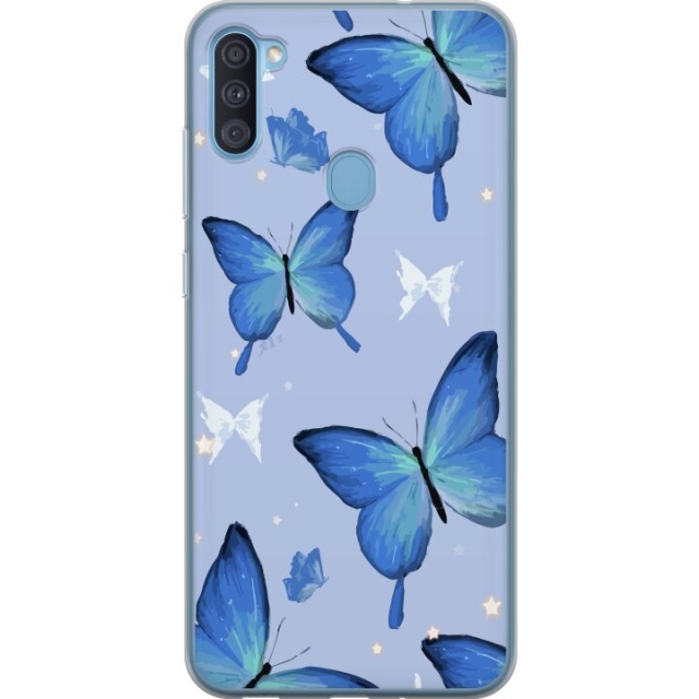 Mobiele hoes voor Samsung Galaxy A11 met Blauwe vlinders ontwerp