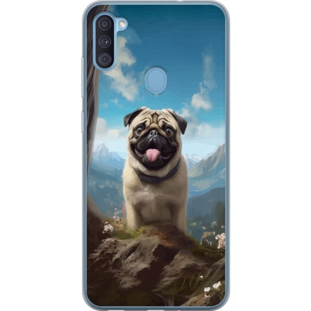 Mobiele hoes voor Samsung Galaxy A11 met Blije Hond ontwerp