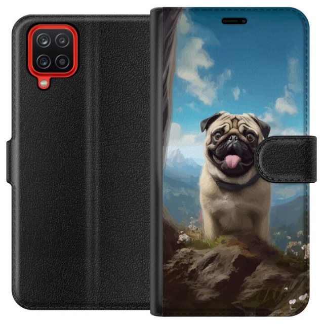 Portemonnee-hoesje voor Samsung Galaxy A12 met Blije Hond ontwerp