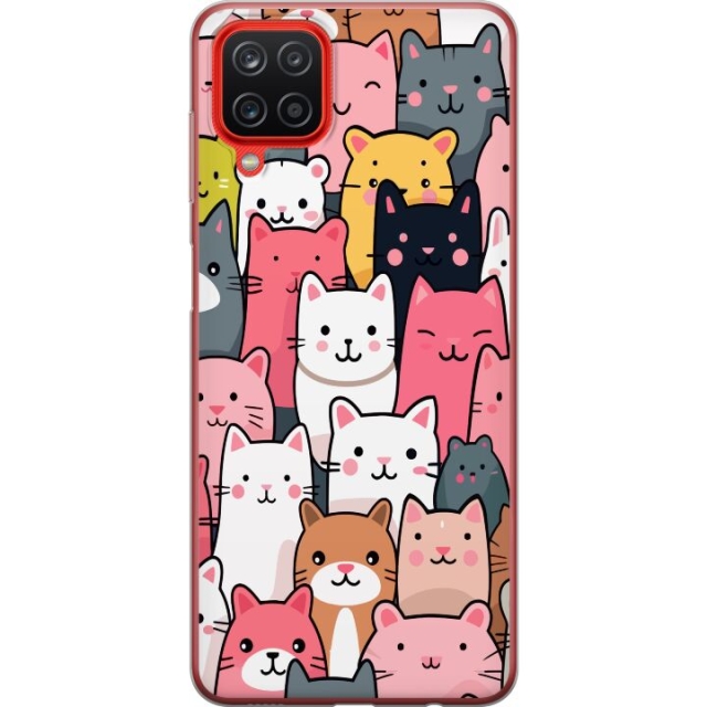 Mobiele hoes voor Samsung Galaxy A12 met Kattenpatroon ontwerp