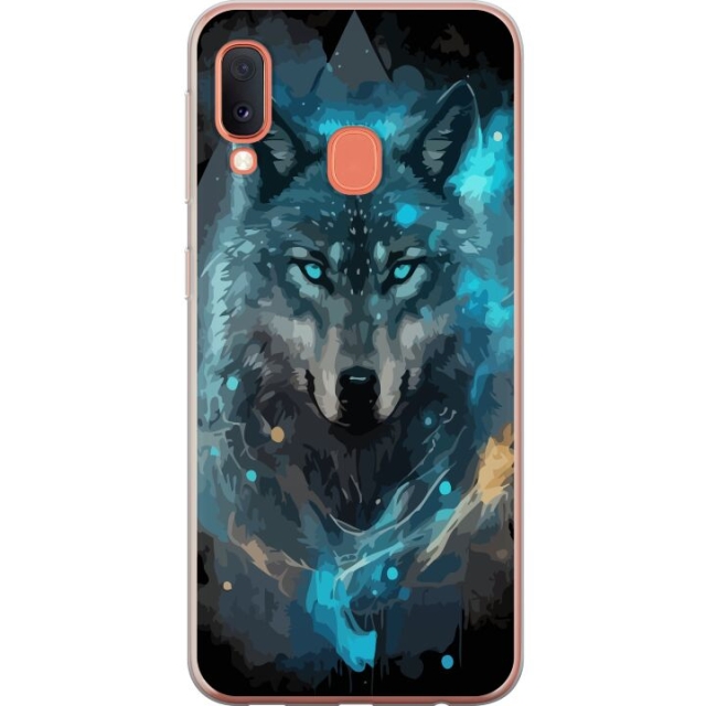 Mobiele hoes voor Samsung Galaxy A20e met Wolf ontwerp
