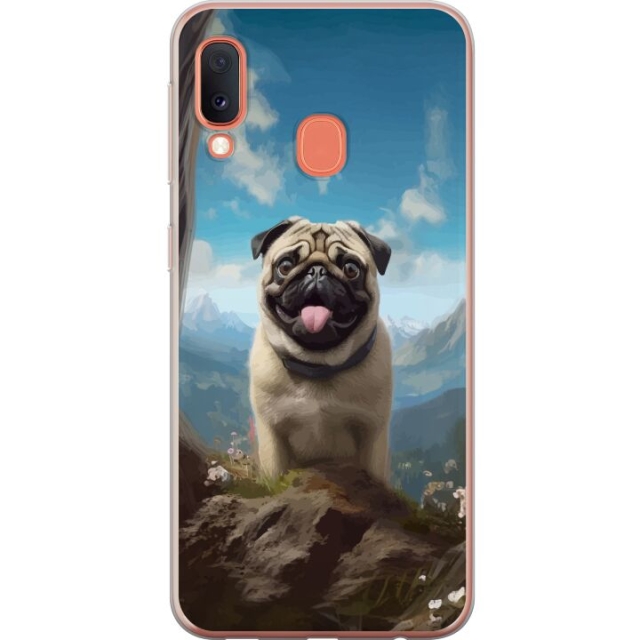Mobiele hoes voor Samsung Galaxy A20e met Blije Hond ontwerp