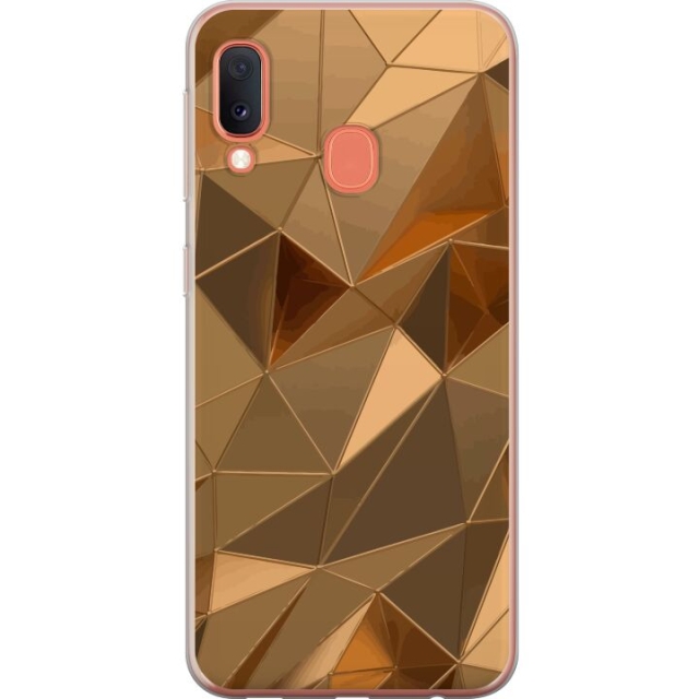 Mobiele hoes voor Samsung Galaxy A20e met 3D Goud ontwerp
