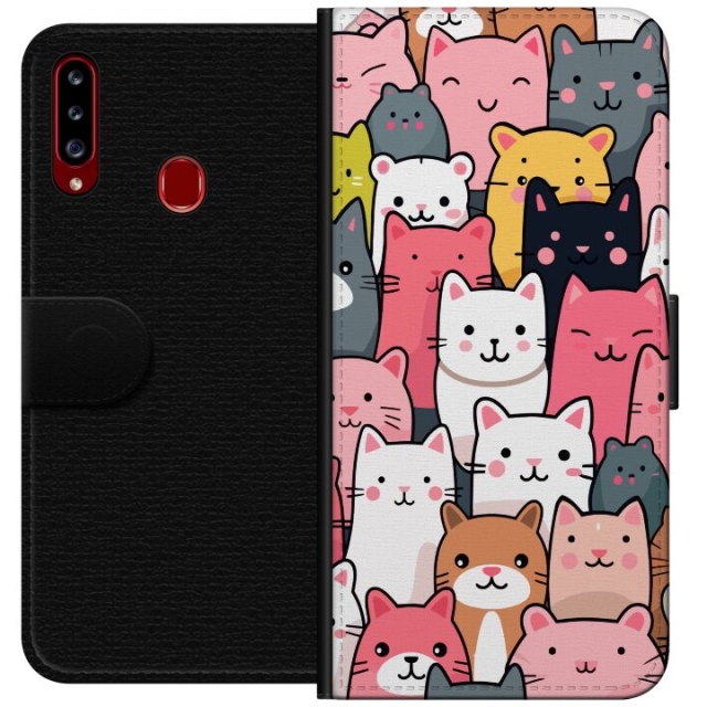 Portemonnee-hoesje voor Samsung Galaxy A20s met Kattenpatroon ontwerp