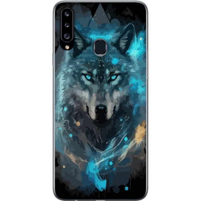 Mobiele hoes voor Samsung Galaxy A20s met Wolf ontwerp