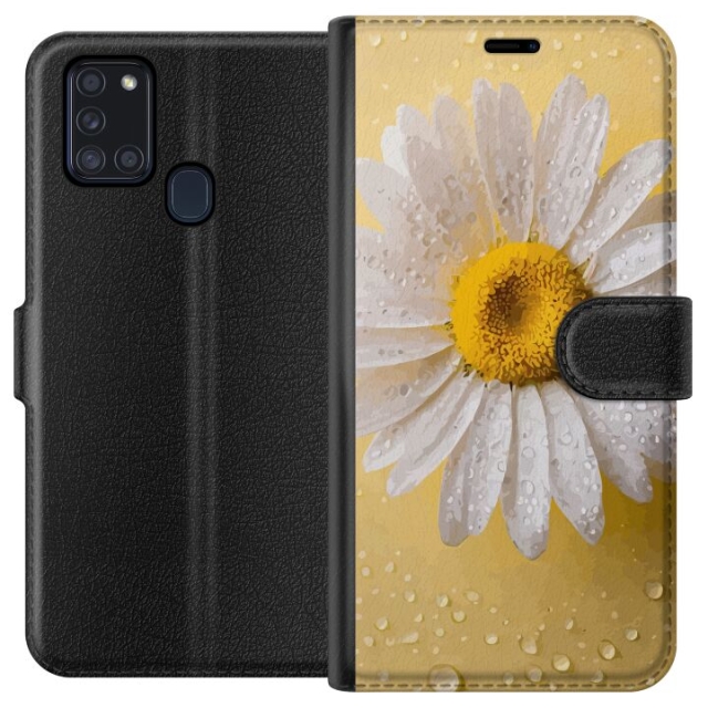 Portemonnee-hoesje voor Samsung Galaxy A21s met Porseleinbloem ontwerp