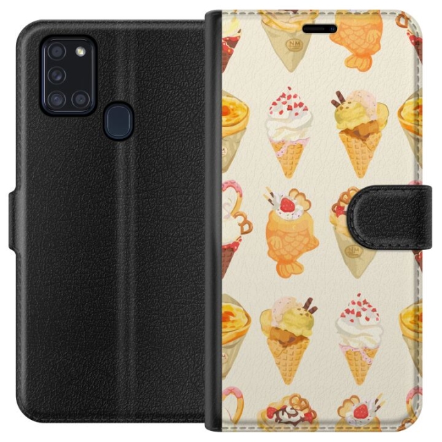 Portemonnee-hoesje voor Samsung Galaxy A21s met Glasachtig ontwerp