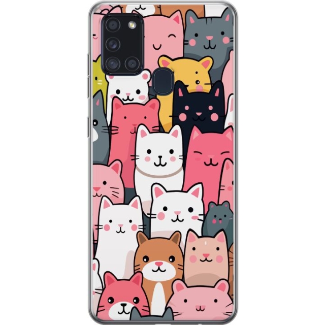 Mobiele hoes voor Samsung Galaxy A21s met Kattenpatroon ontwerp