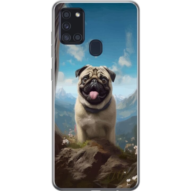 Mobiele hoes voor Samsung Galaxy A21s met Blije Hond ontwerp