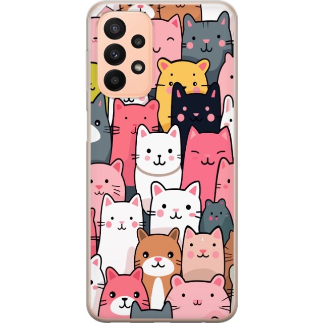 Mobiele hoes voor Samsung Galaxy A23 met Kattenpatroon ontwerp