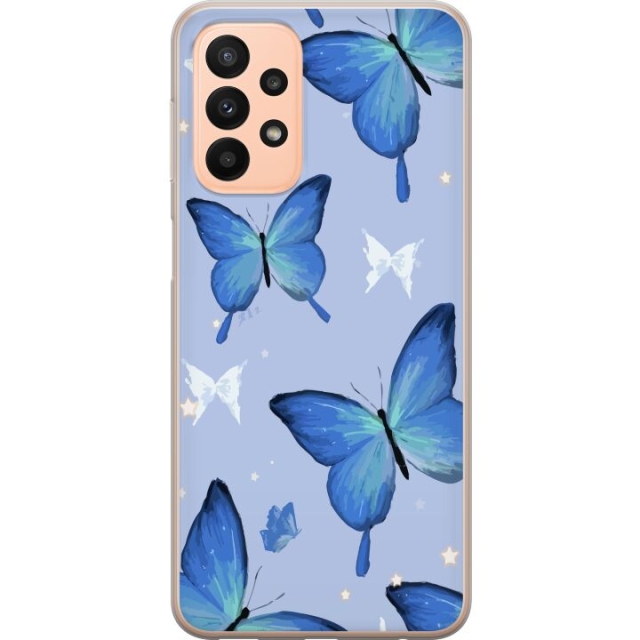 Mobiele hoes voor Samsung Galaxy A23 met Blauwe vlinders ontwerp