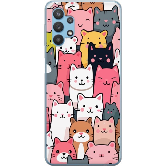 Mobiele hoes voor Samsung Galaxy A32 5G met Kattenpatroon ontwerp
