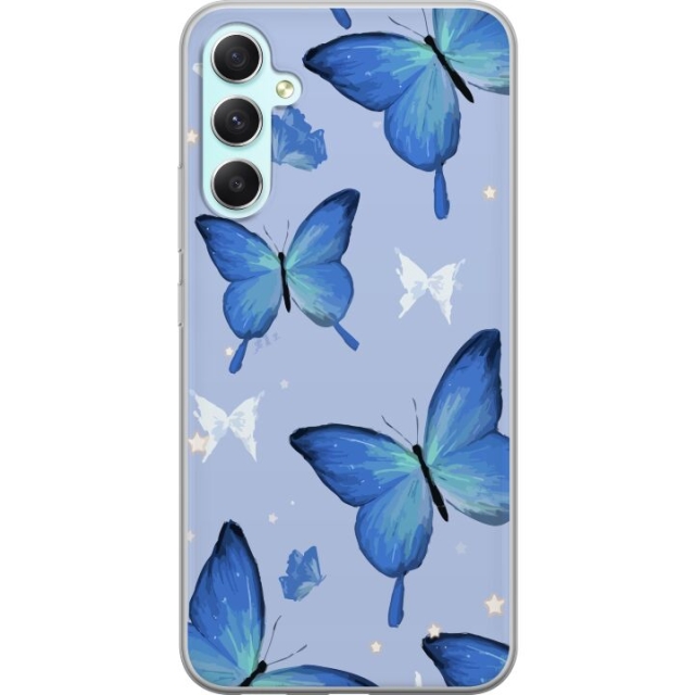 Mobiele hoes voor Samsung Galaxy A34 met Blauwe vlinders ontwerp