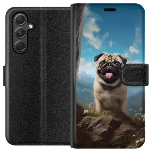 Portemonnee-hoesje voor Samsung Galaxy A35 met Blije Hond ontwerp