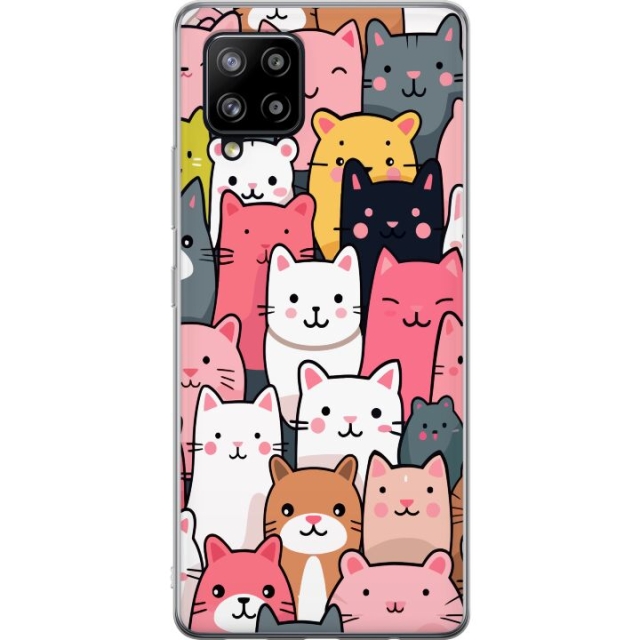Mobiele hoes voor Samsung Galaxy A42 5G met Kattenpatroon ontwerp