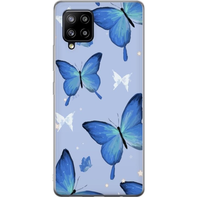 Mobiele hoes voor Samsung Galaxy A42 5G met Blauwe vlinders ontwerp