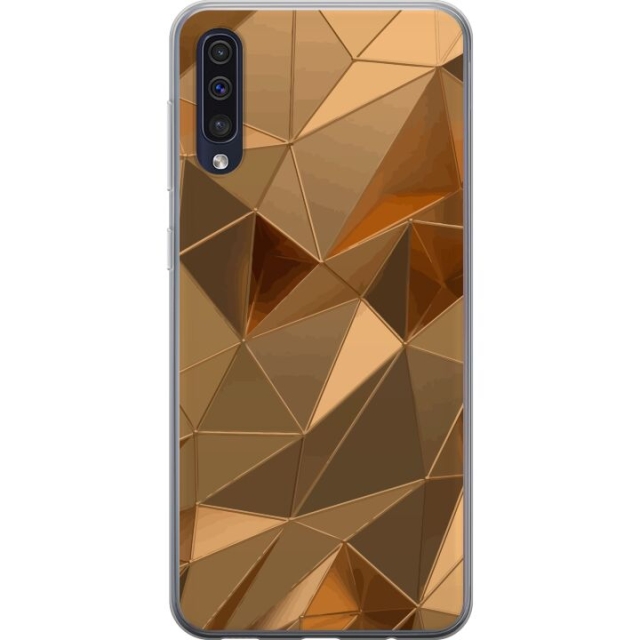 Mobiele hoes voor Samsung Galaxy A50 met 3D Goud ontwerp