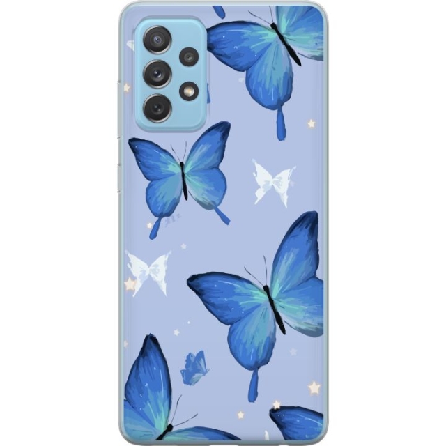 Mobiele hoes voor Samsung Galaxy A52 5G met Blauwe vlinders ontwerp
