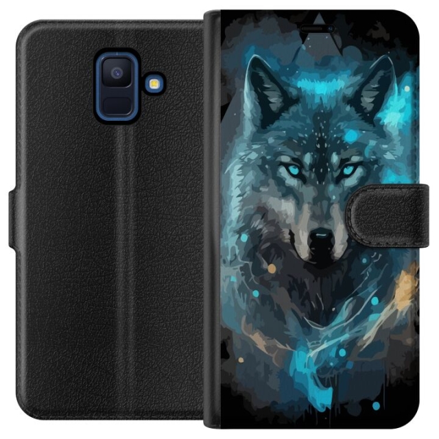 Portemonnee-hoesje voor Samsung Galaxy A6 (2018) met Wolf ontwerp