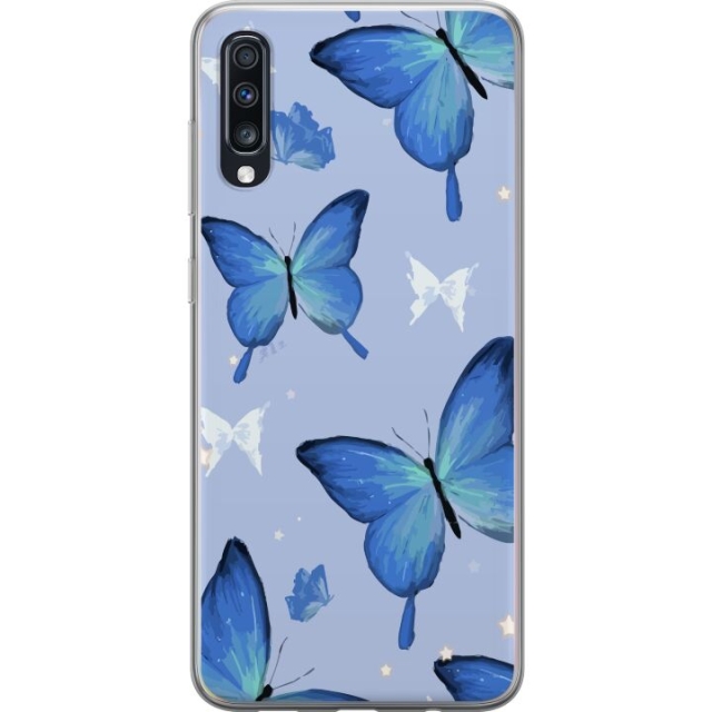 Mobiele hoes voor Samsung Galaxy A70 met Blauwe vlinders ontwerp