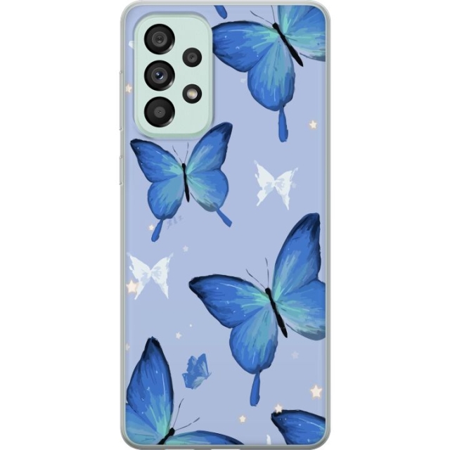 Mobiele hoes voor Samsung Galaxy A73 5G met Blauwe vlinders ontwerp