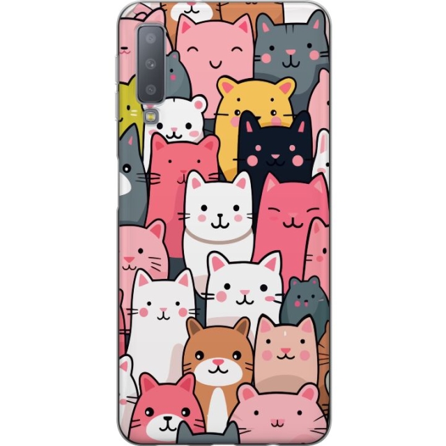 Mobiele hoes voor Samsung Galaxy A7 (2018) met Kattenpatroon ontwerp