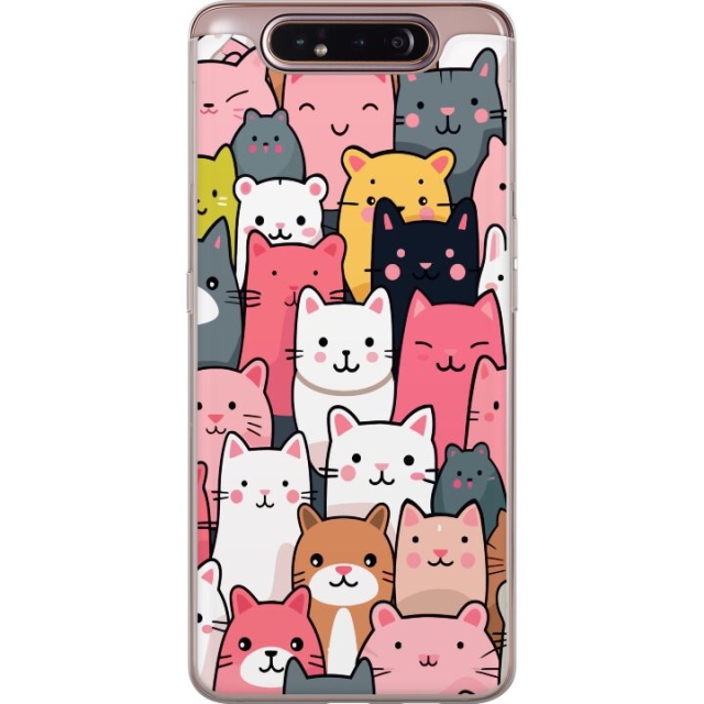 Mobiele hoes voor Samsung Galaxy A80 met Kattenpatroon ontwerp