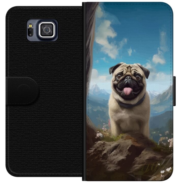 Portemonnee-hoesje voor Samsung Galaxy Alpha met Blije Hond ontwerp