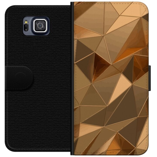 Portemonnee-hoesje voor Samsung Galaxy Alpha met 3D Goud ontwerp