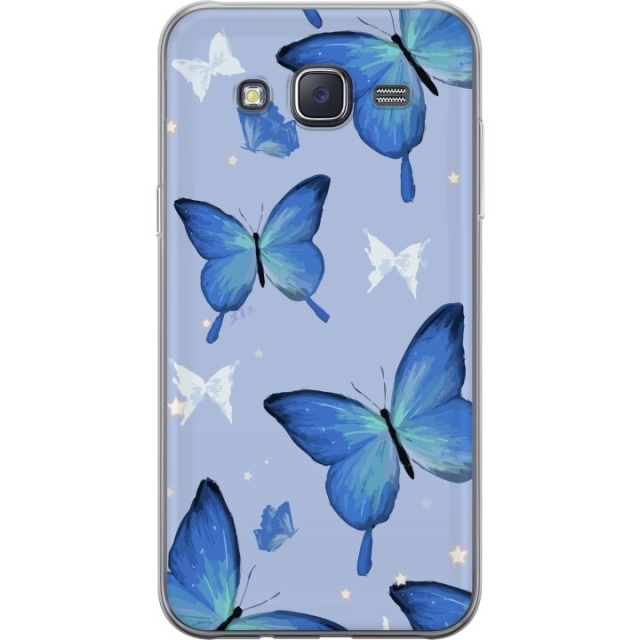 Mobiele hoes voor Samsung Galaxy J5 met Blauwe vlinders ontwerp