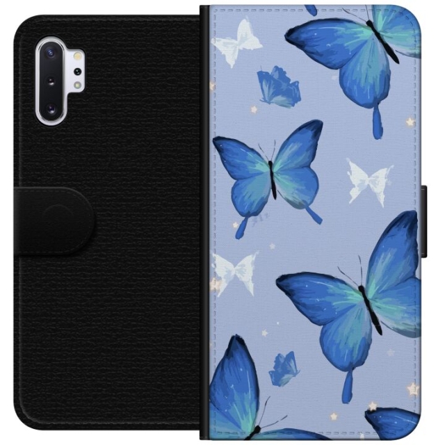Portemonnee-hoesje voor Samsung Galaxy Note10+ met Blauwe vlinders ontwerp