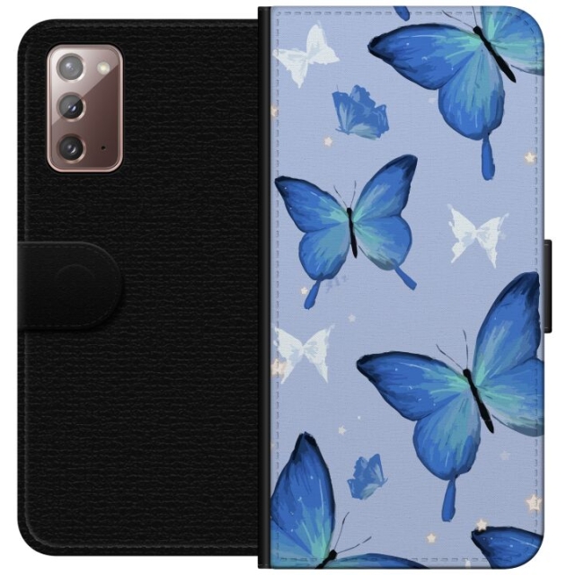 Portemonnee-hoesje voor Samsung Galaxy Note20 met Blauwe vlinders ontwerp