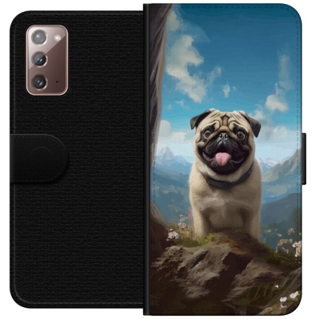 Portemonnee-hoesje voor Samsung Galaxy Note20 met Blije Hond ontwerp