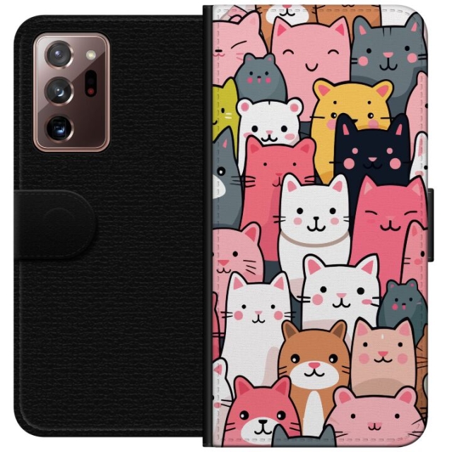 Portemonnee-hoesje voor Samsung Galaxy Note20 Ultra met Kattenpatroon ontwerp