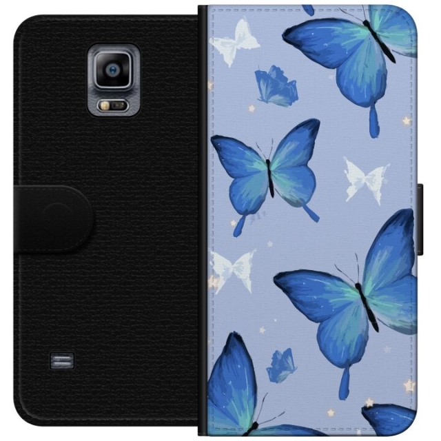 Portemonnee-hoesje voor Samsung Galaxy Note 4 met Blauwe vlinders ontwerp