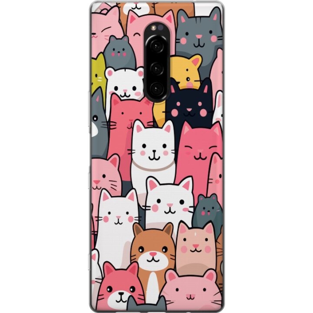 Mobiele hoes voor Sony Xperia 1 met Kattenpatroon ontwerp