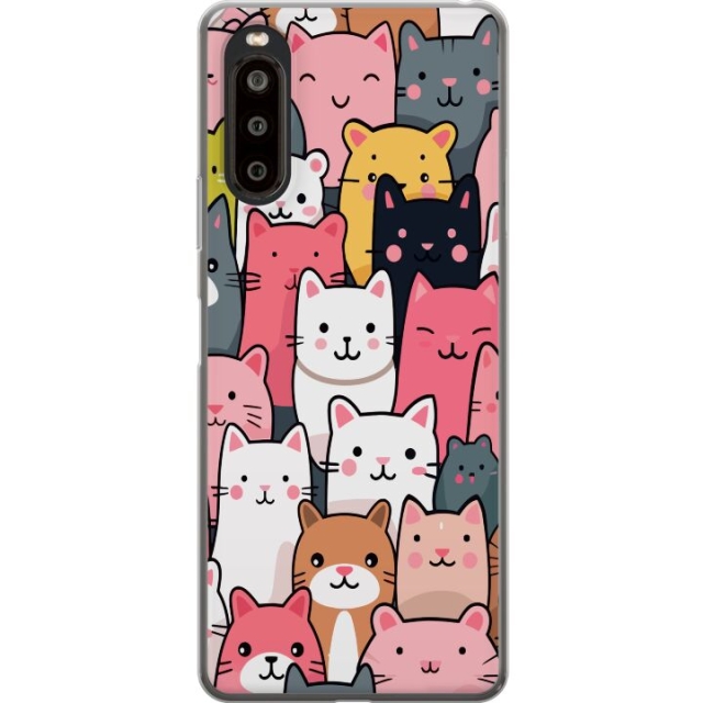 Mobiele hoes voor Sony Xperia 10 II met Kattenpatroon ontwerp
