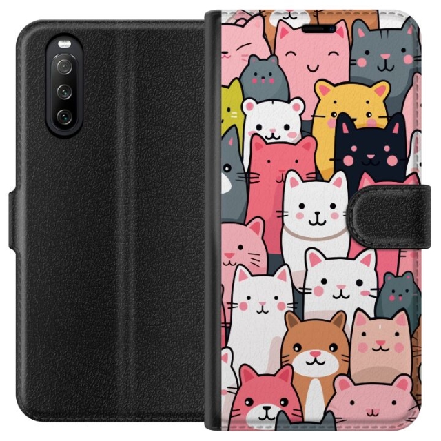 Portemonnee-hoesje voor Sony Xperia 10 III met Kattenpatroon ontwerp
