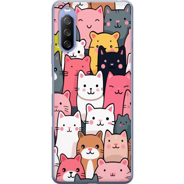 Mobiele hoes voor Sony Xperia 10 III met Kattenpatroon ontwerp