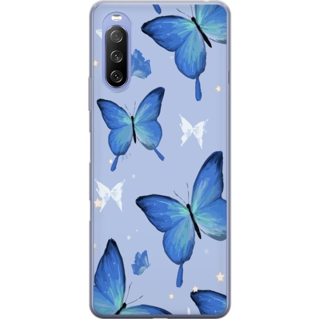 Mobiele hoes voor Sony Xperia 10 III Lite met Blauwe vlinders ontwerp
