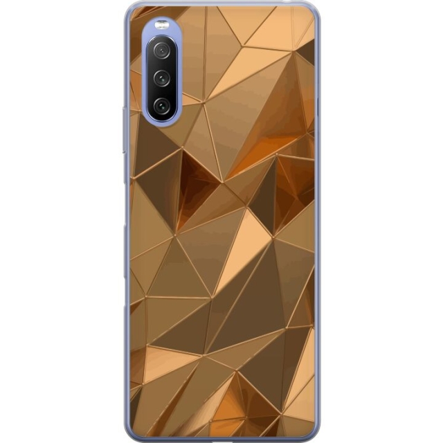 Mobiele hoes voor Sony Xperia 10 III Lite met 3D Goud ontwerp