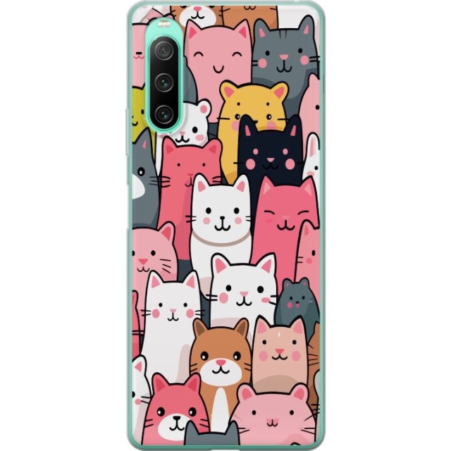 Mobiele hoes voor Sony Xperia 10 IV met Kattenpatroon ontwerp