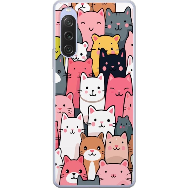Mobiele hoes voor Sony Xperia 10 V met Kattenpatroon ontwerp