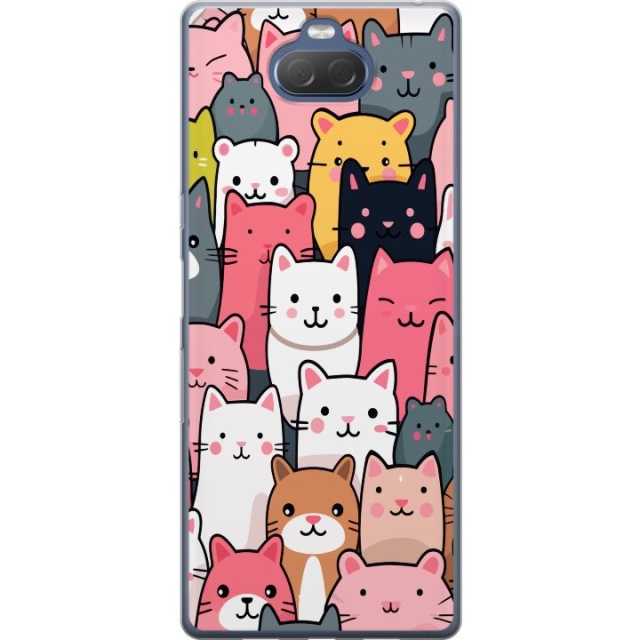 Mobiele hoes voor Sony Xperia 10 Plus met Kattenpatroon ontwerp