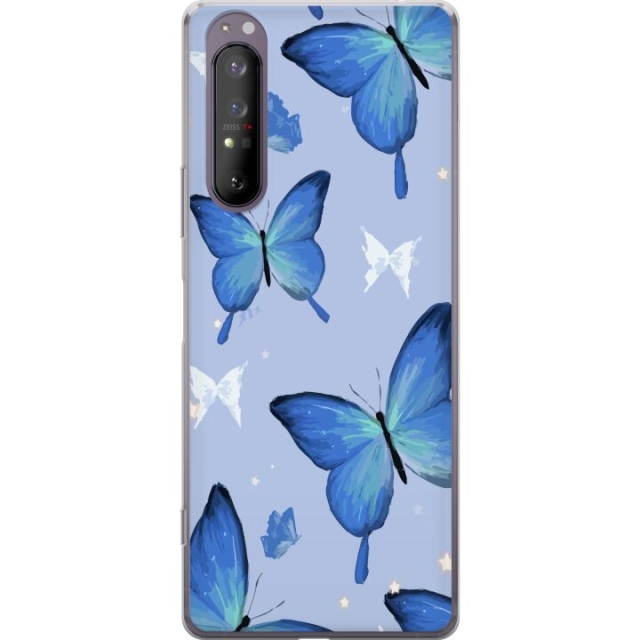 Mobiele hoes voor Sony Xperia 1 II met Blauwe vlinders ontwerp